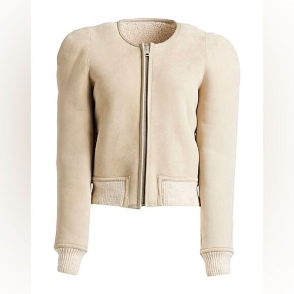 NWT Isabel Marant Beige Monteau Boden 100% Lambskin Wool Reversible Coat 44 XXL - Picture 7 of 11